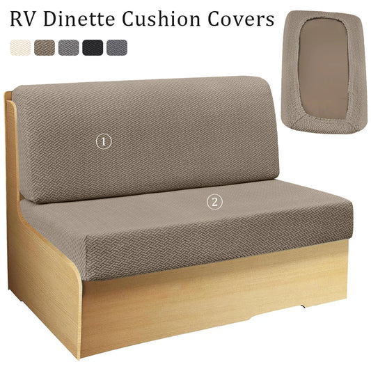 2Pcs RV Dinette Sofa Covers Solid Color Elastic Protective
