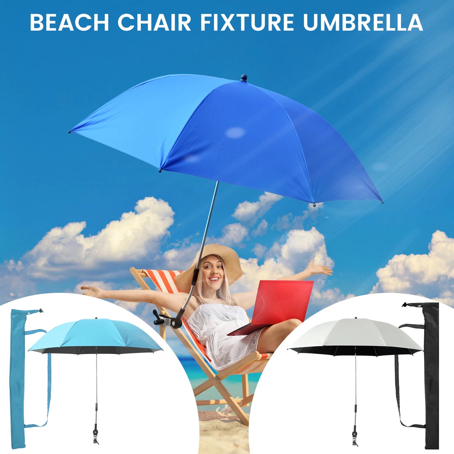 Beach Umbrella Adjustable Shade Umbrella Outdoor