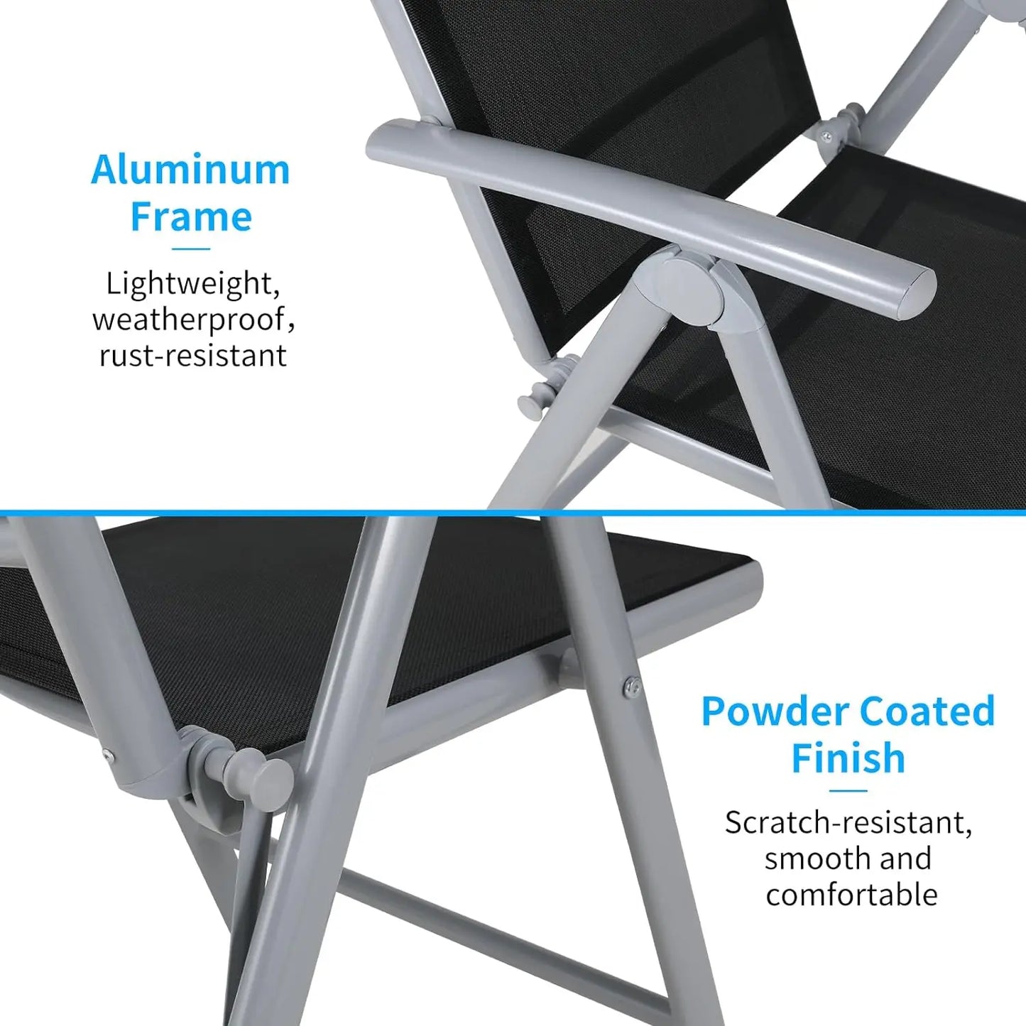 Homfa 2PC Balcony Chairs Set Garden Chairs Folding Chair 7-Way