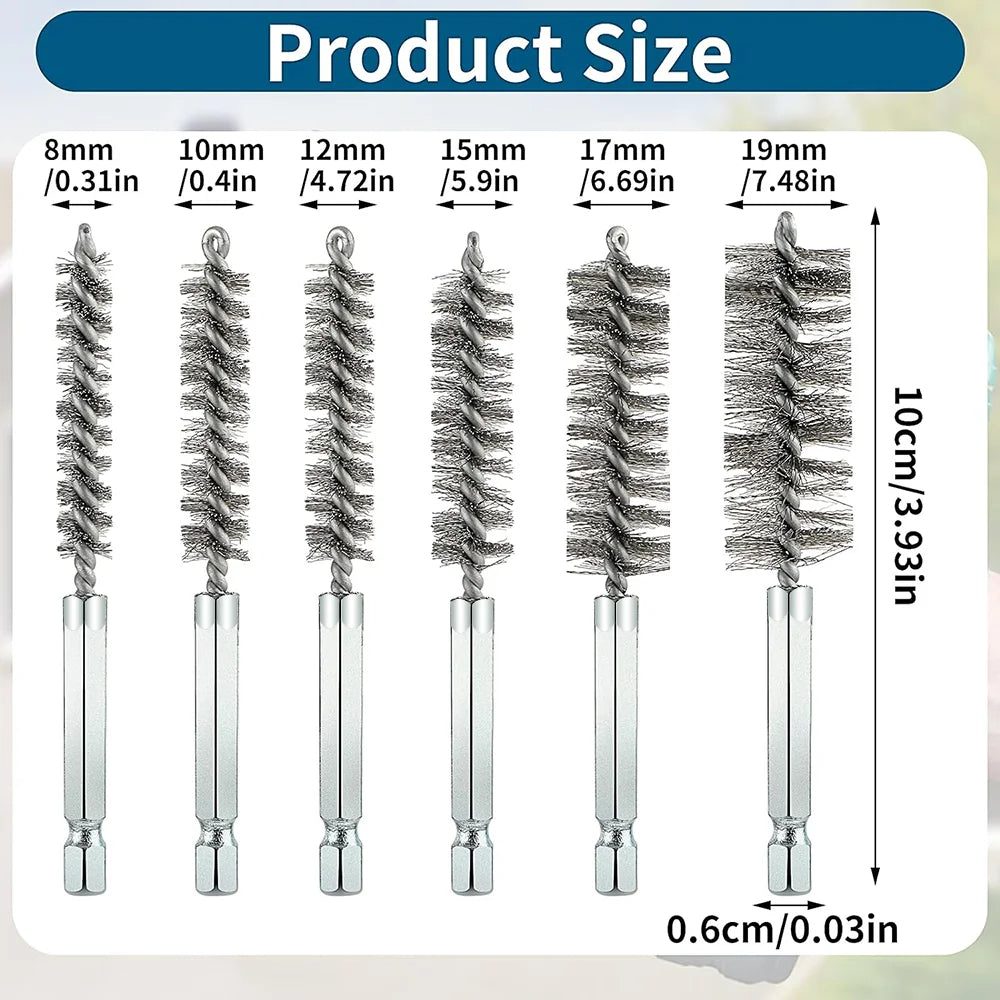 Set van 6 cosmetische reinigingsborstels met 1/4"