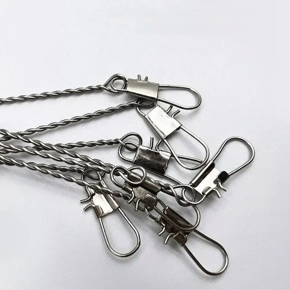 Stainless Steel Fishing Rigs Wire Leader Rope Line Swivel