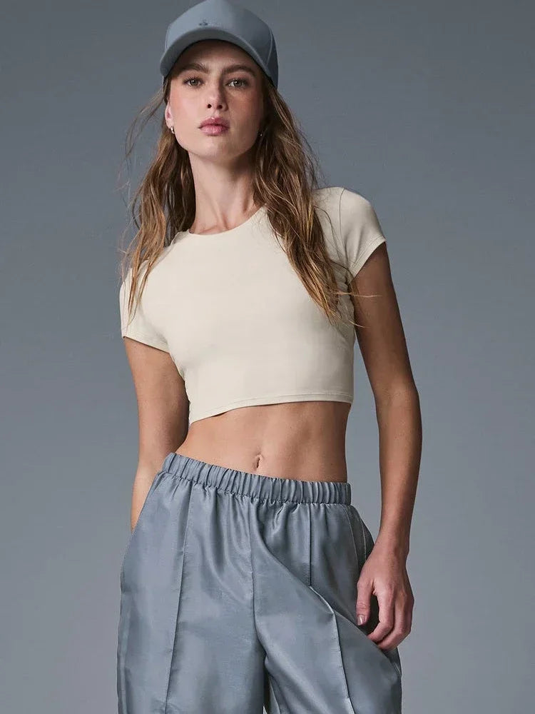Women T-shirts 2025 Tops Solid Short Sleeve Loose O-neck