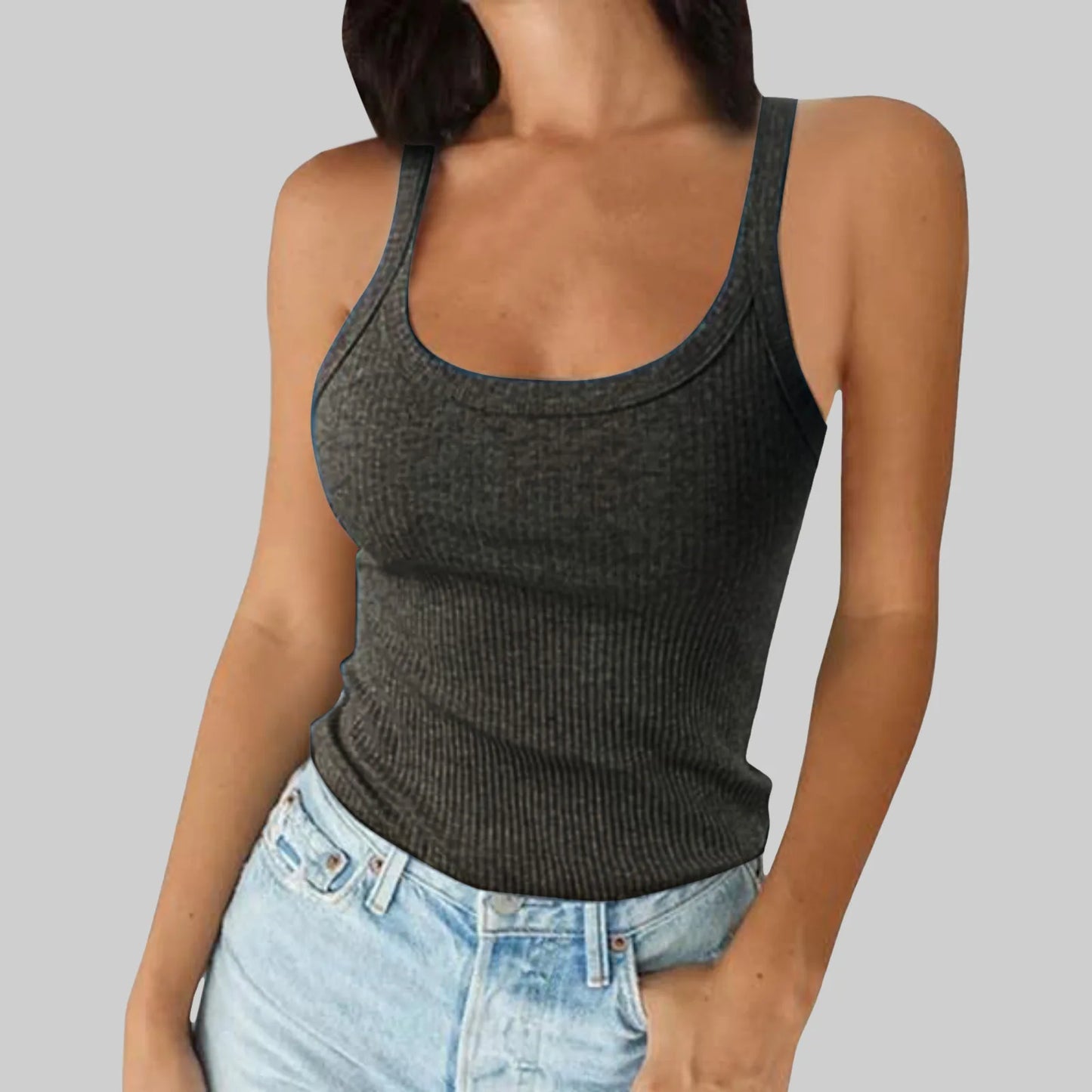 Sexy, veelzijdige ronde hals, effen top, T-shirt voor dames,