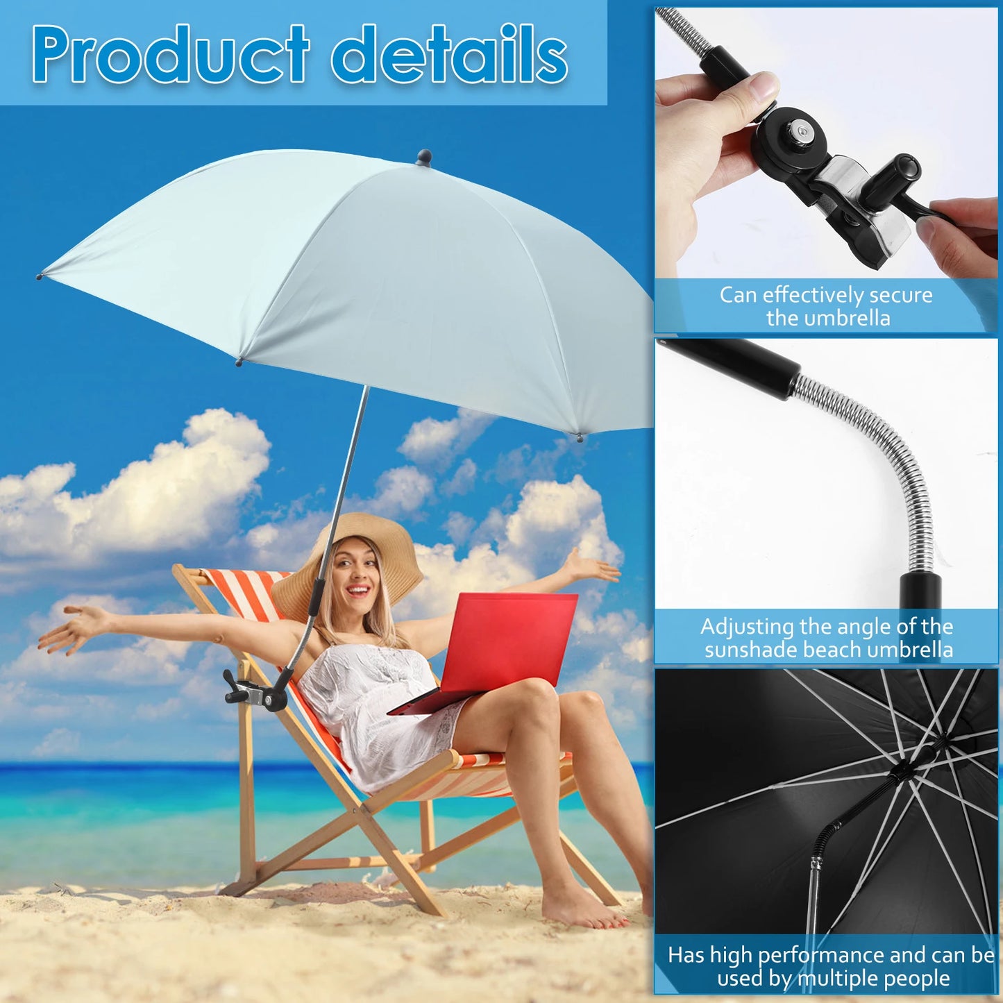 Beach Umbrella Adjustable Shade Umbrella Outdoor