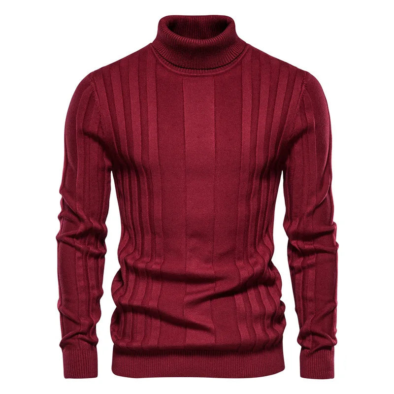 Sweater Autumn New Men's Turtleneck Casual Knitted Warm Bottoming Shirt Men's Solid Color Pullover