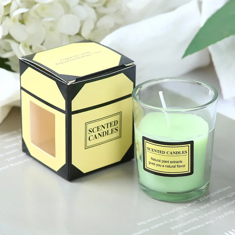 Plant wax scented candle gift box soybean candle glass
