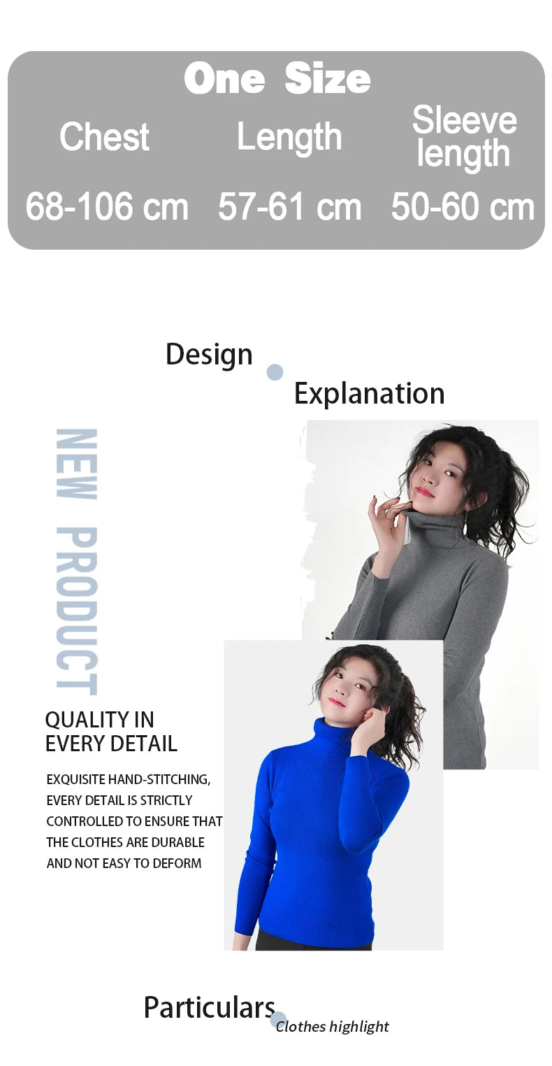 Women Sweater Winter Warm High Collar Knitwear Long Sleeve Slim Jumpers Woman Thermal Tops Clothes Pullover Turtleneck Sweaters