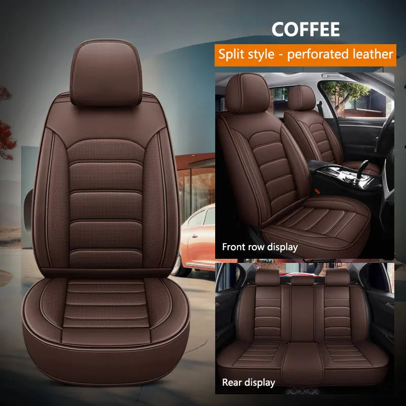 Car Seat Covers Full Set Breathable Leather Auto Front