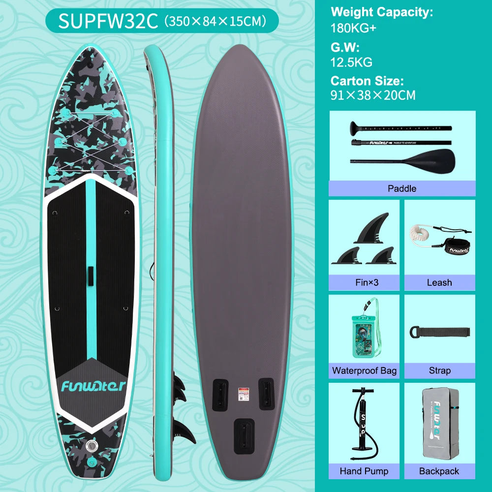 FunWater 11' Sup Board Inflatable Surfboard Stand Up Paddle Board