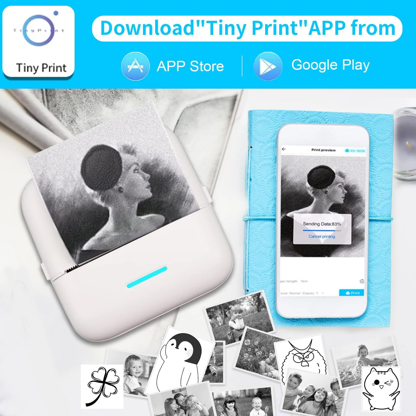 Mini Printer Inkless Portable