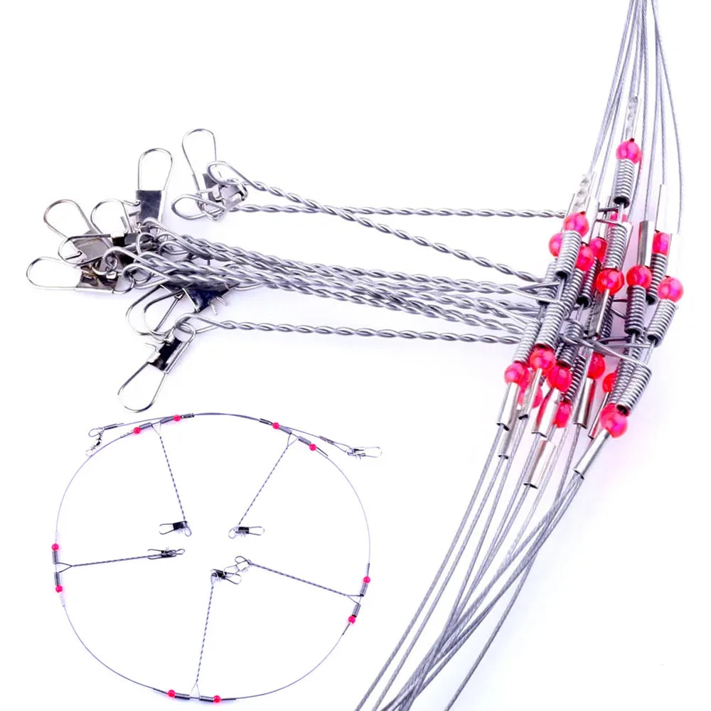 Stainless Steel Fishing Rigs Wire Leader Rope Line Swivel