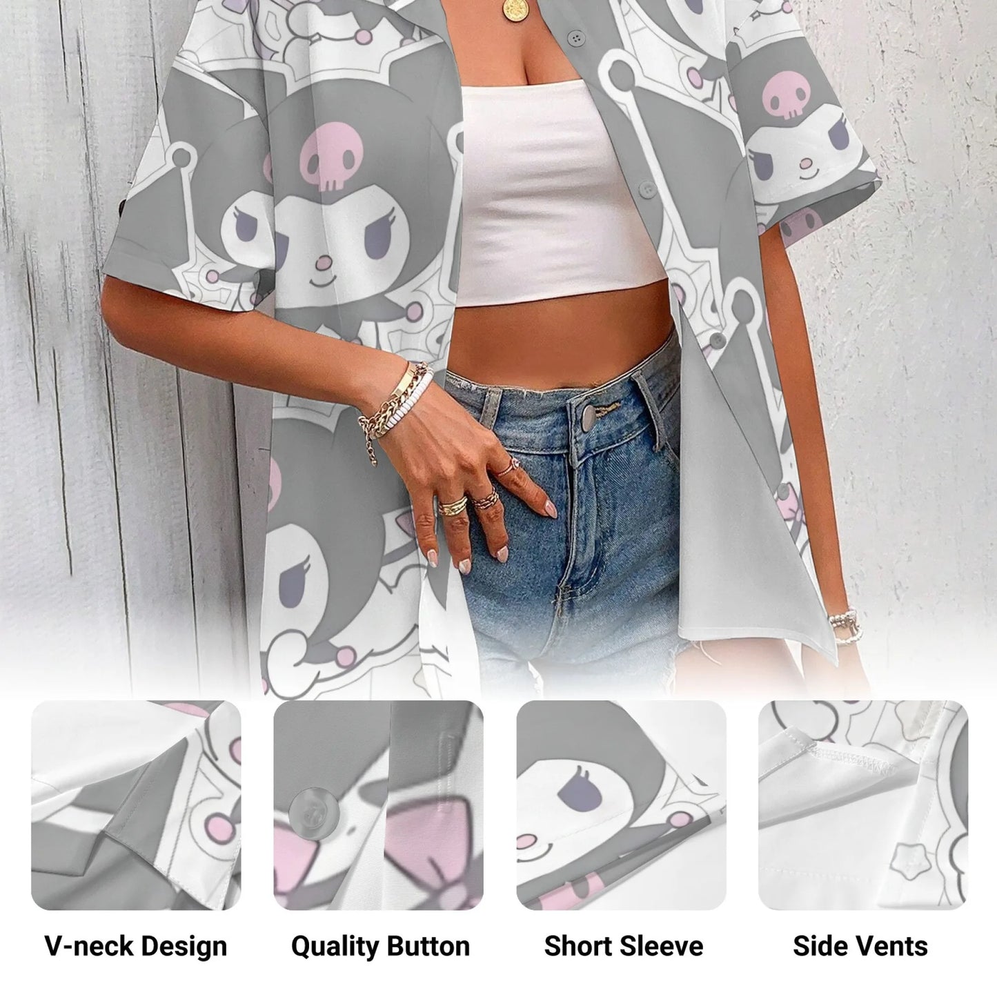 Kuromi Shirts Graphic T Shir Woman Clothes Kuromi Shirt