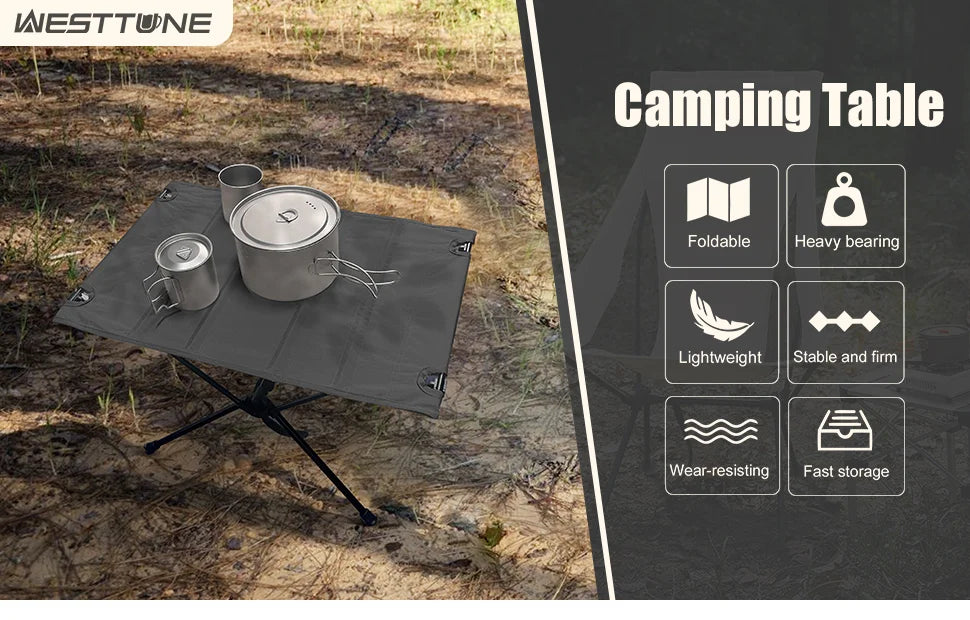WESTTUNE Camping Folding Table Lightweight 1680D