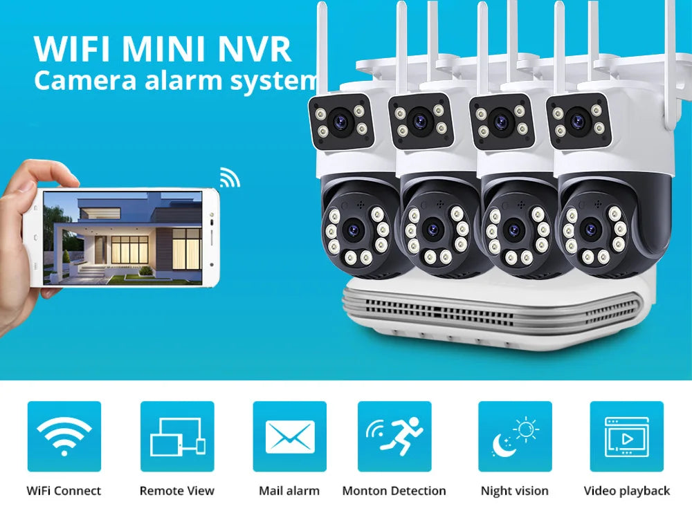 8CH NVR Kit CCTV System WiFi Camera NVR Kit Security Audio 4MP IP Cameras With WirelessNVR Video Surveillance Set ICsee