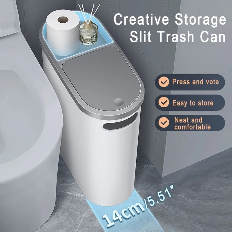 10L Bathroom Trash Can, Household Creative Gap Waste Bin,