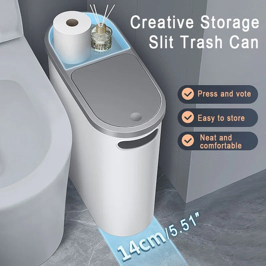 10L Bathroom Trash Can, Household Creative Gap Waste Bin,