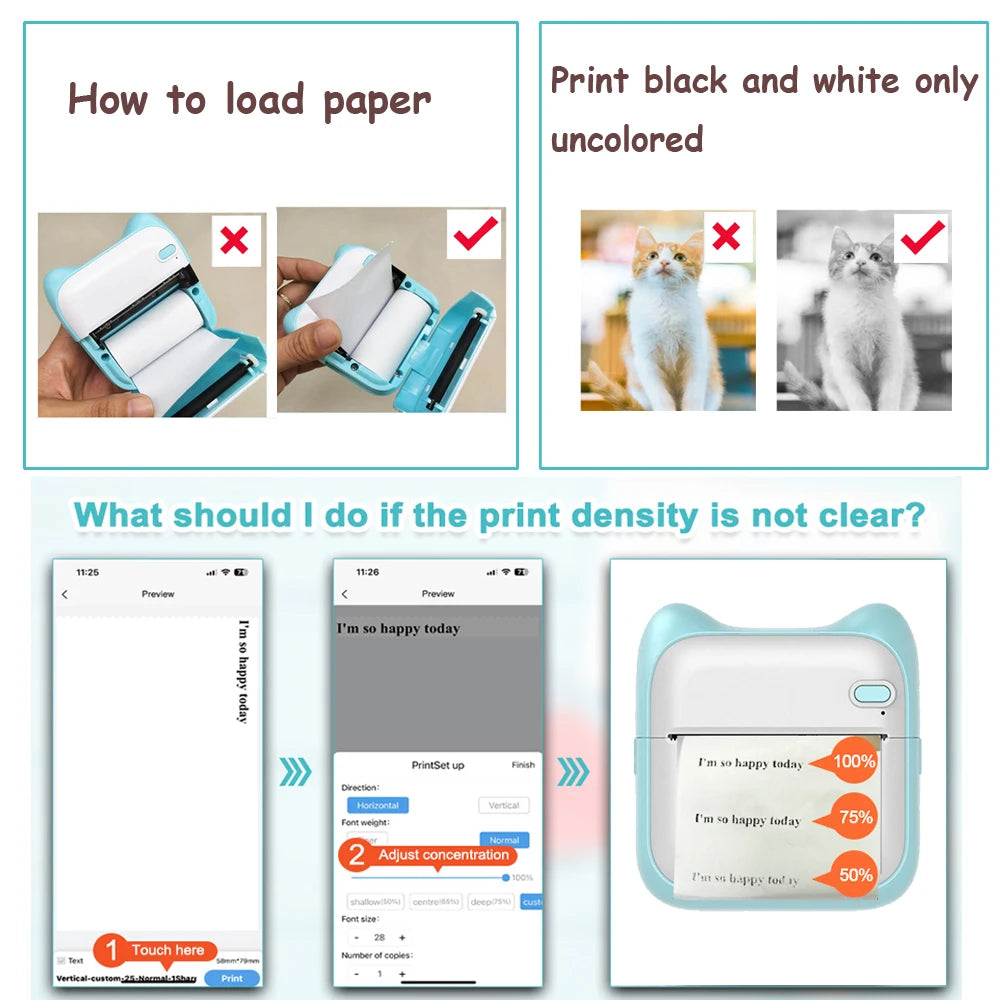 Mini Printer, Portable Thermal Printer