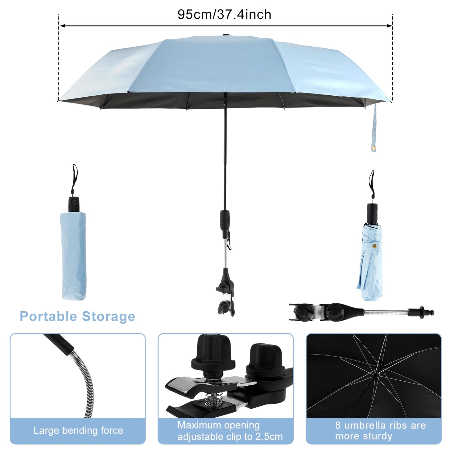 Beach Umbrella Adjustable Shade Umbrella Outdoor