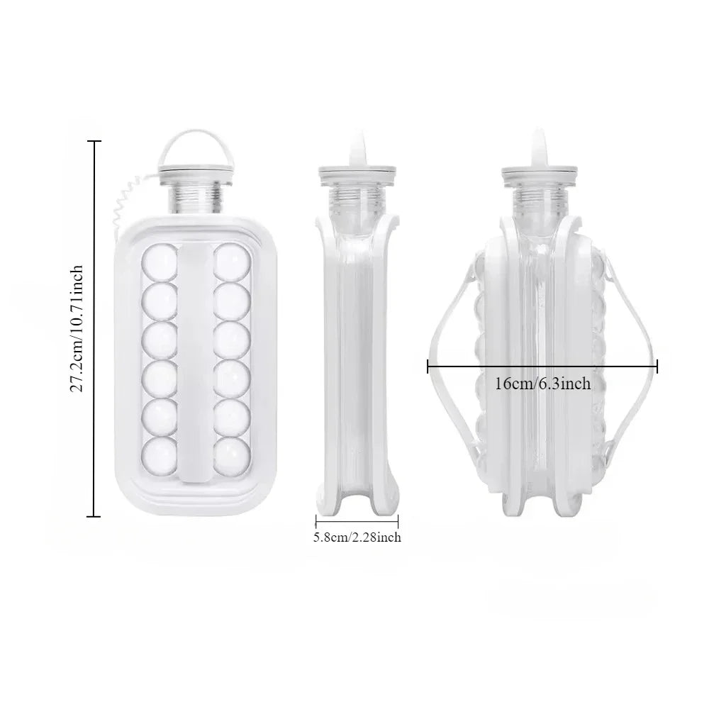 Ice Cube Tray 2-in-1 Portable Puck Making Water Bottle