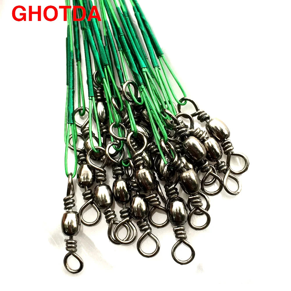 60PCS Steel Wire Leader With Swivel 15/20/25CM
