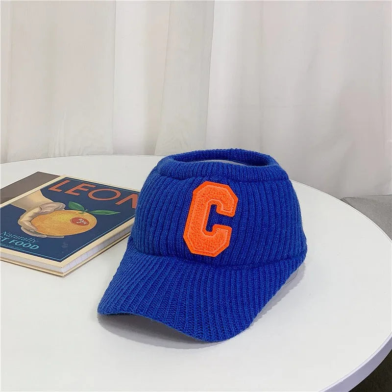 C letter sports hat Unisex winter men solid striped