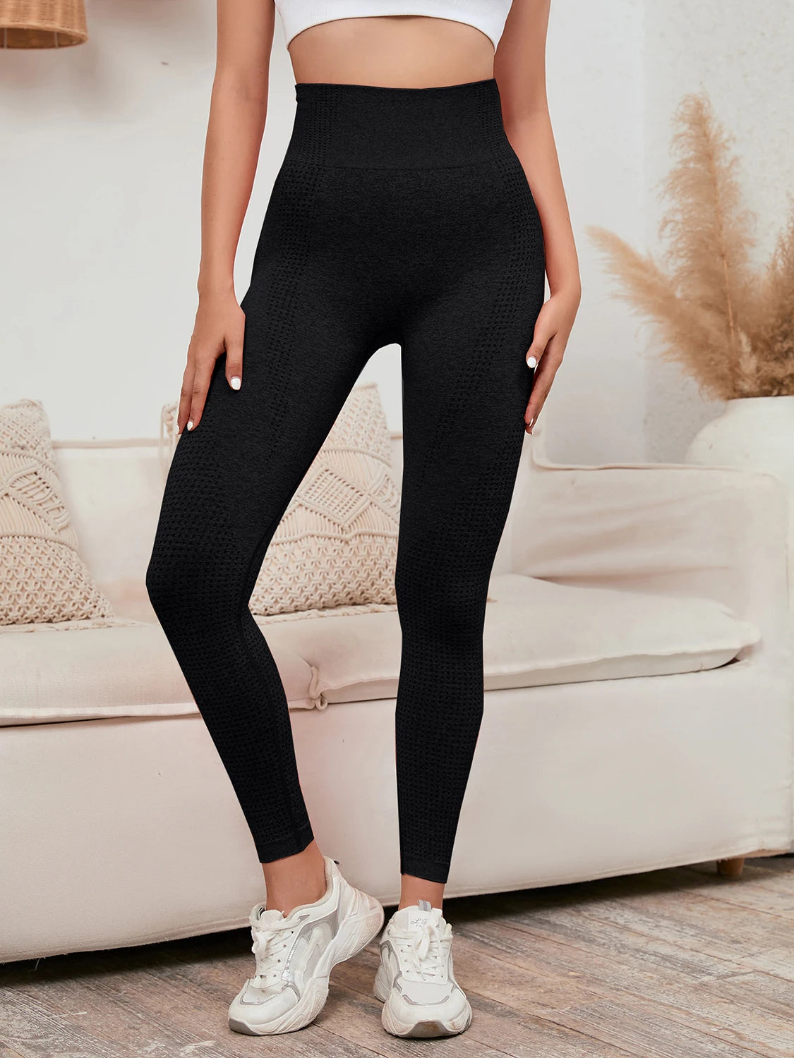 Legging met hoge taille, dames, glimlachlegging,