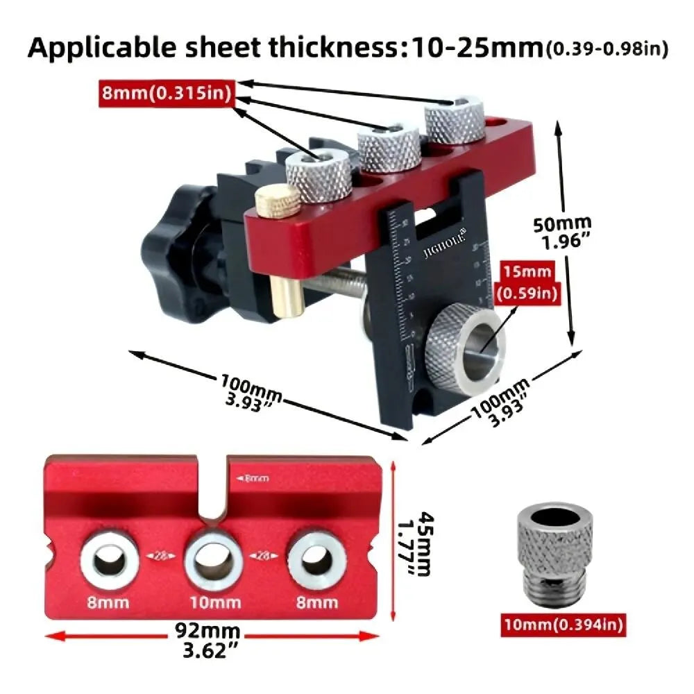 Woodworking 3 In 1 Dowelling Jig Universal Dowel Cam Jig Wood Hole Drilling