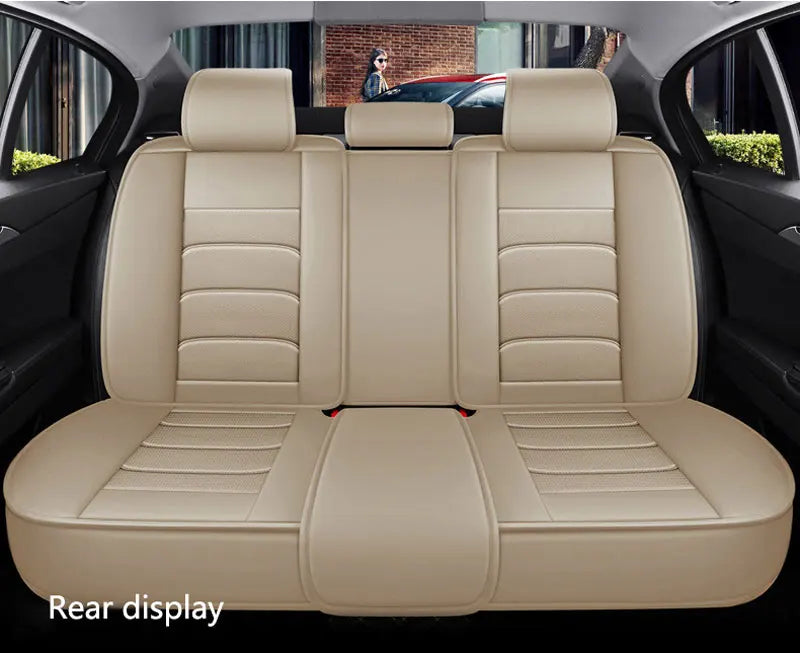 Car Seat Covers Full Set Breathable Leather Auto Front