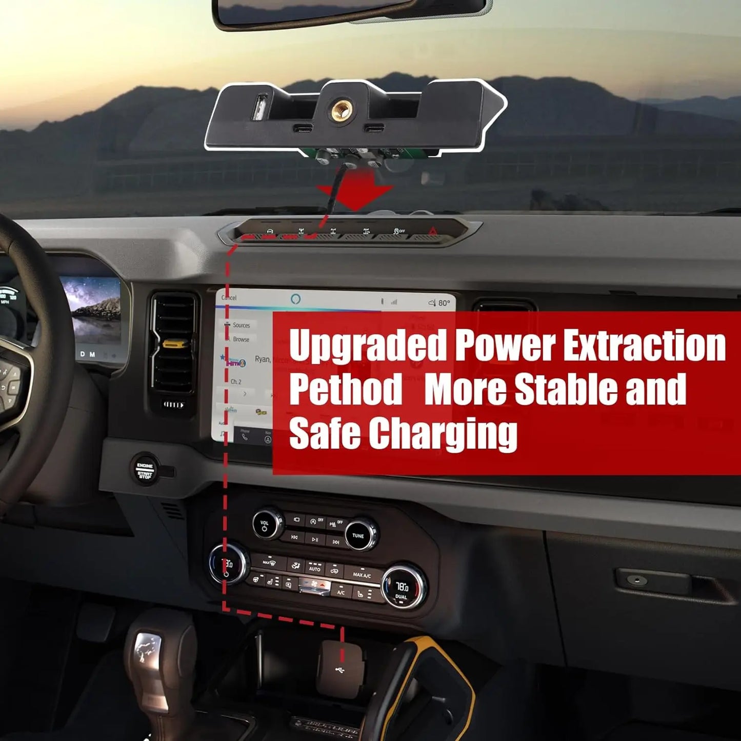 Dashboard USB Expansion Dock for Ford Bronco Accessories