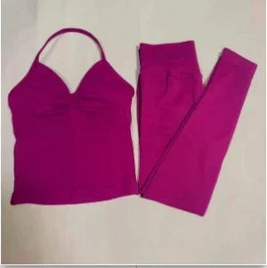 Fitness Girl Yoga Ladies 2-piece Set Long Neck Halter