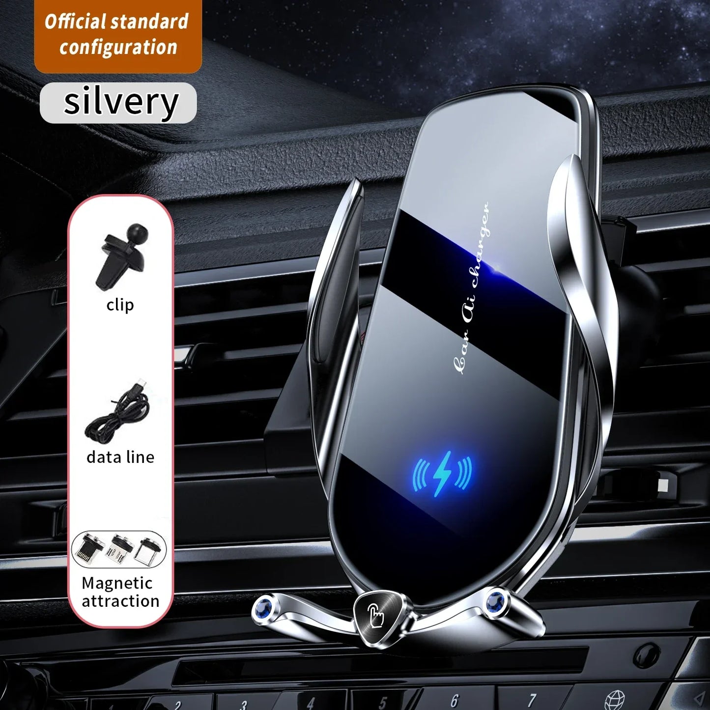Car Phone Holder 15W Wireless Fast Charger Magnetic