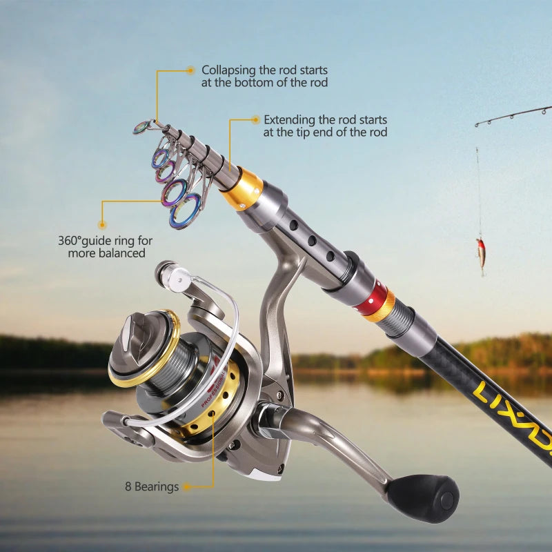 Lixada Telescopic Fishing Rod and Reel Combo