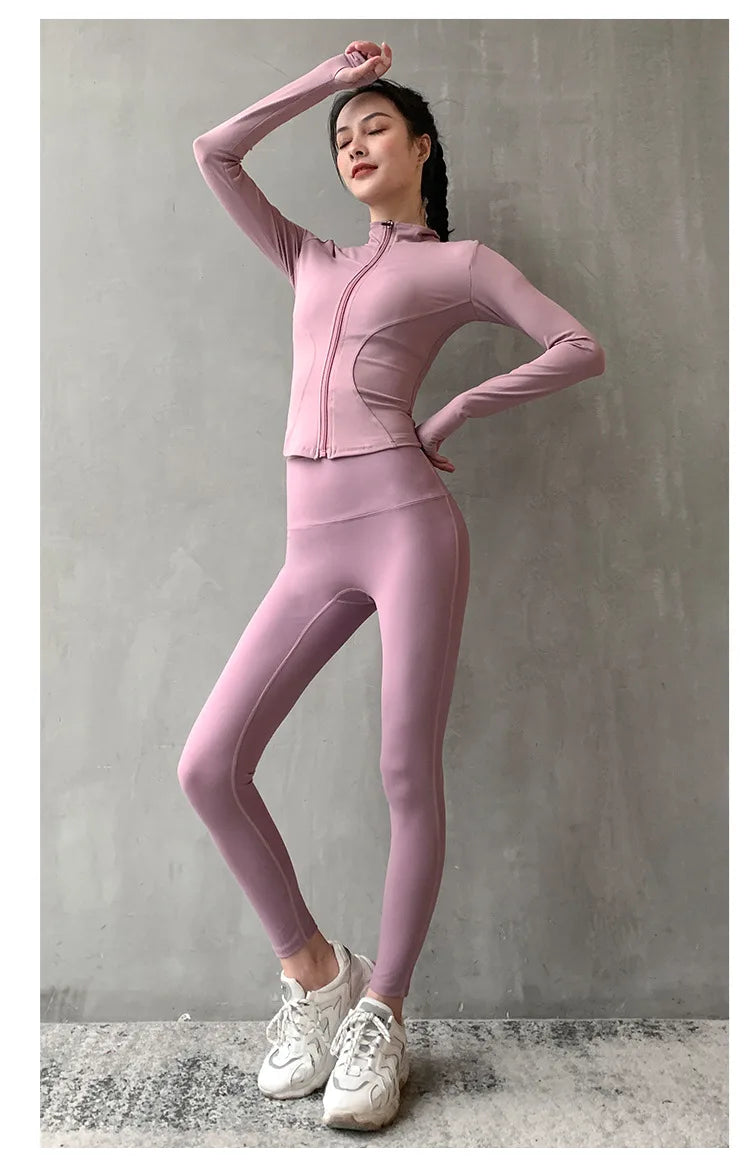 Women Sport Jacket Zipper Yoga Coat Clothes Quick Dry Fitness