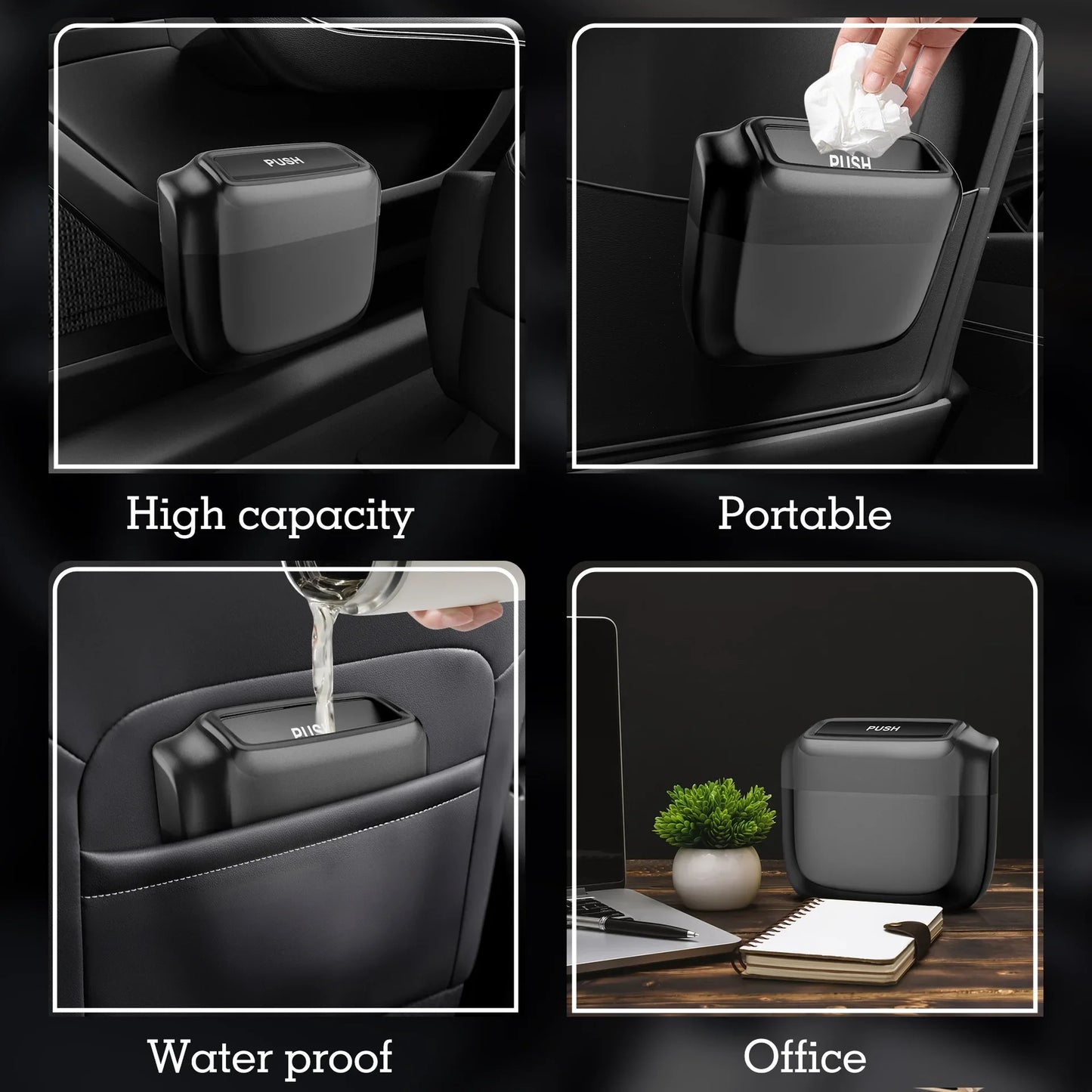 Mini Car Trash Can Hanging Car Storage Box ABS Side Door Trash Can Integrated Built-in Trash Bag Auto Parts Interior Accessories
