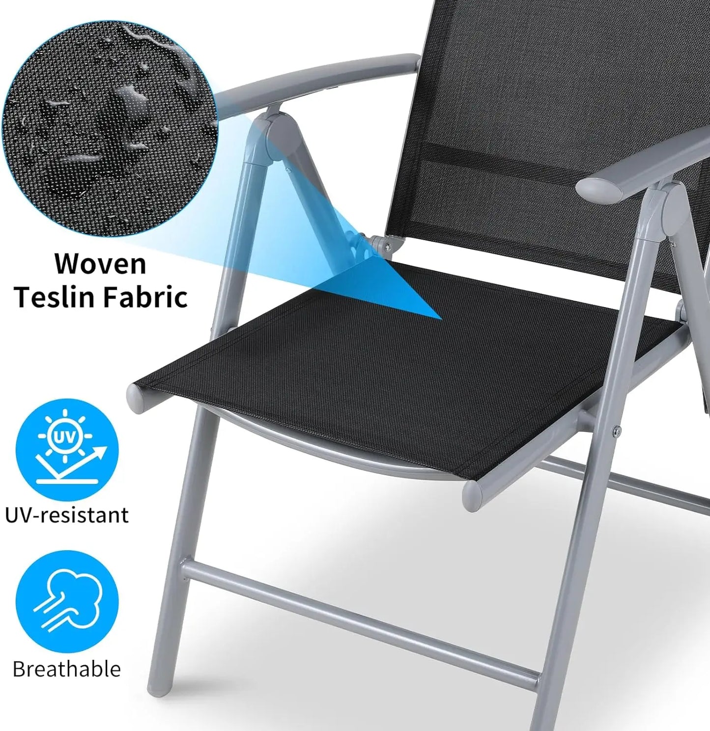 Homfa 2PC Balcony Chairs Set Garden Chairs Folding Chair 7-Way