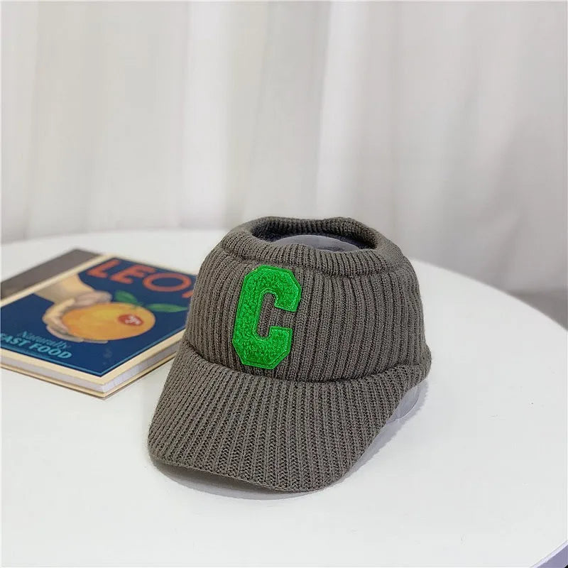 C letter sports hat Unisex winter men solid striped