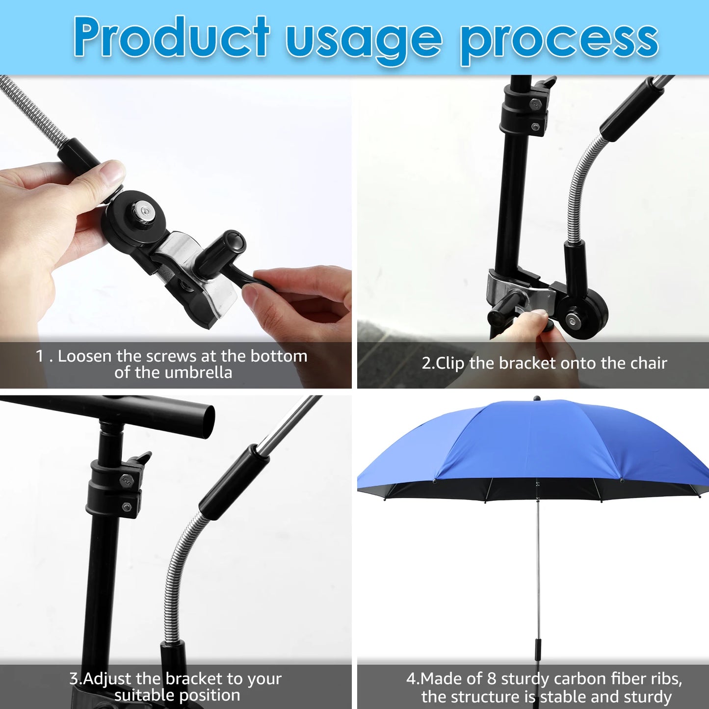 Beach Umbrella Adjustable Shade Umbrella Outdoor