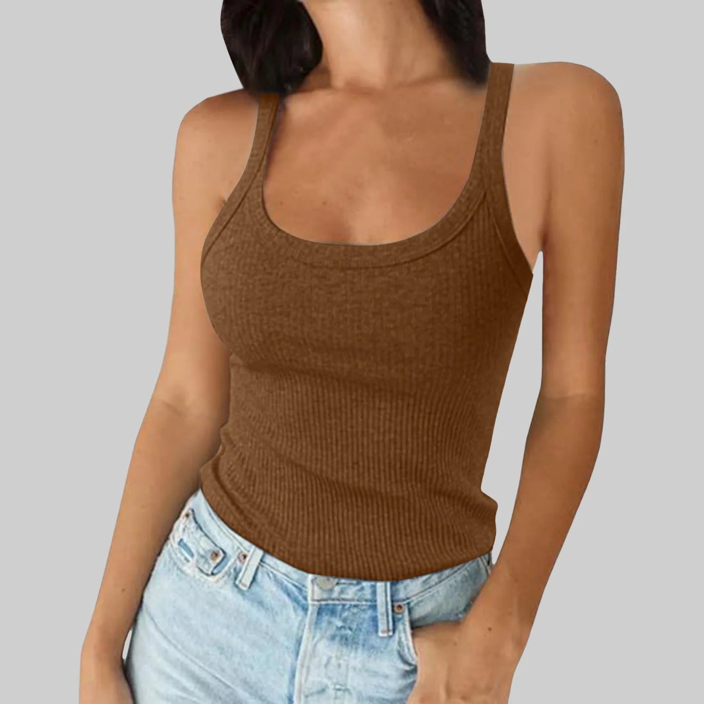 Sexy, veelzijdige ronde hals, effen top, T-shirt voor dames,