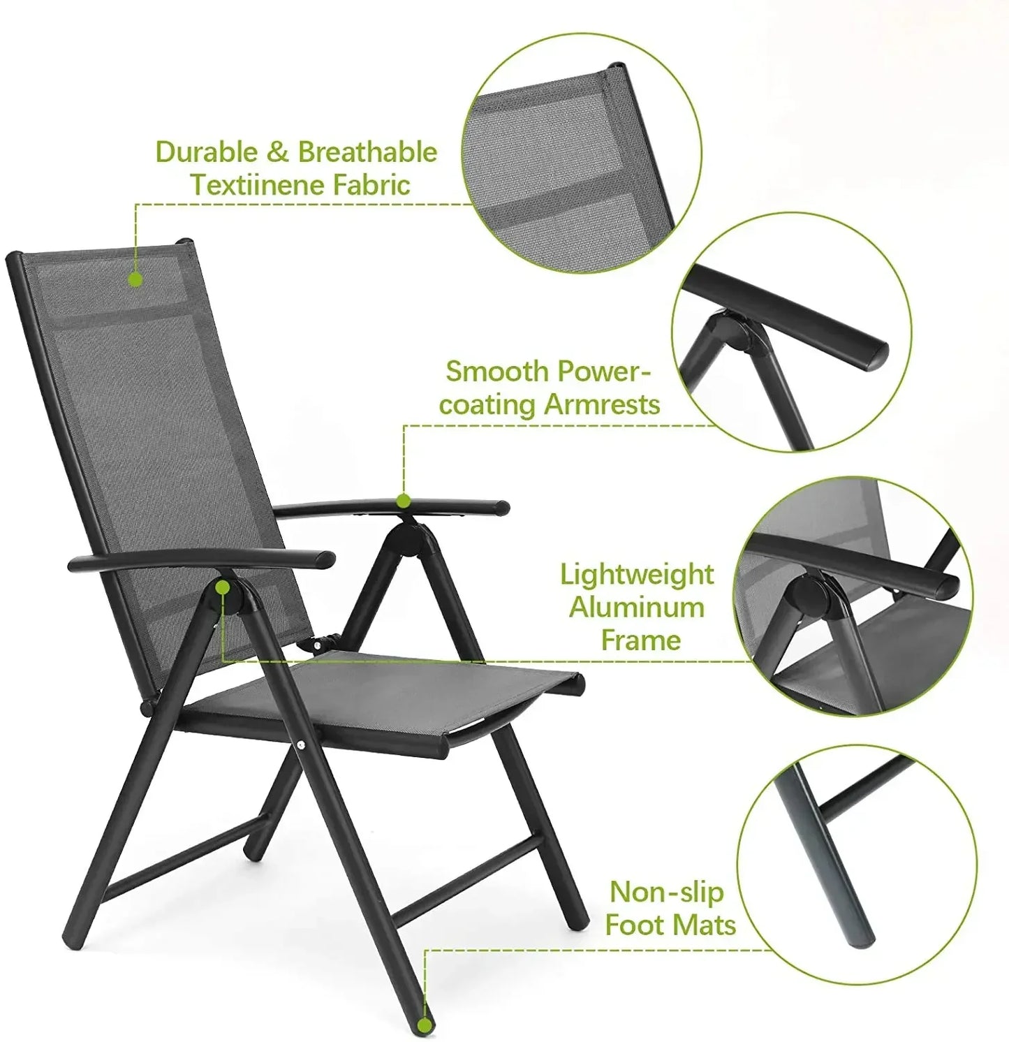 Homfa 2PC Balcony Chairs Set Garden Chairs Folding Chair 7-Way