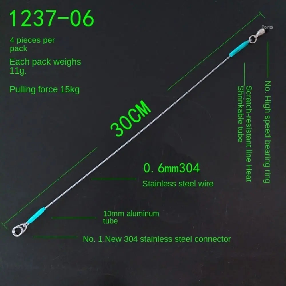4PCS 7*7 strands Stainless Steel Wire Leader With Bearing