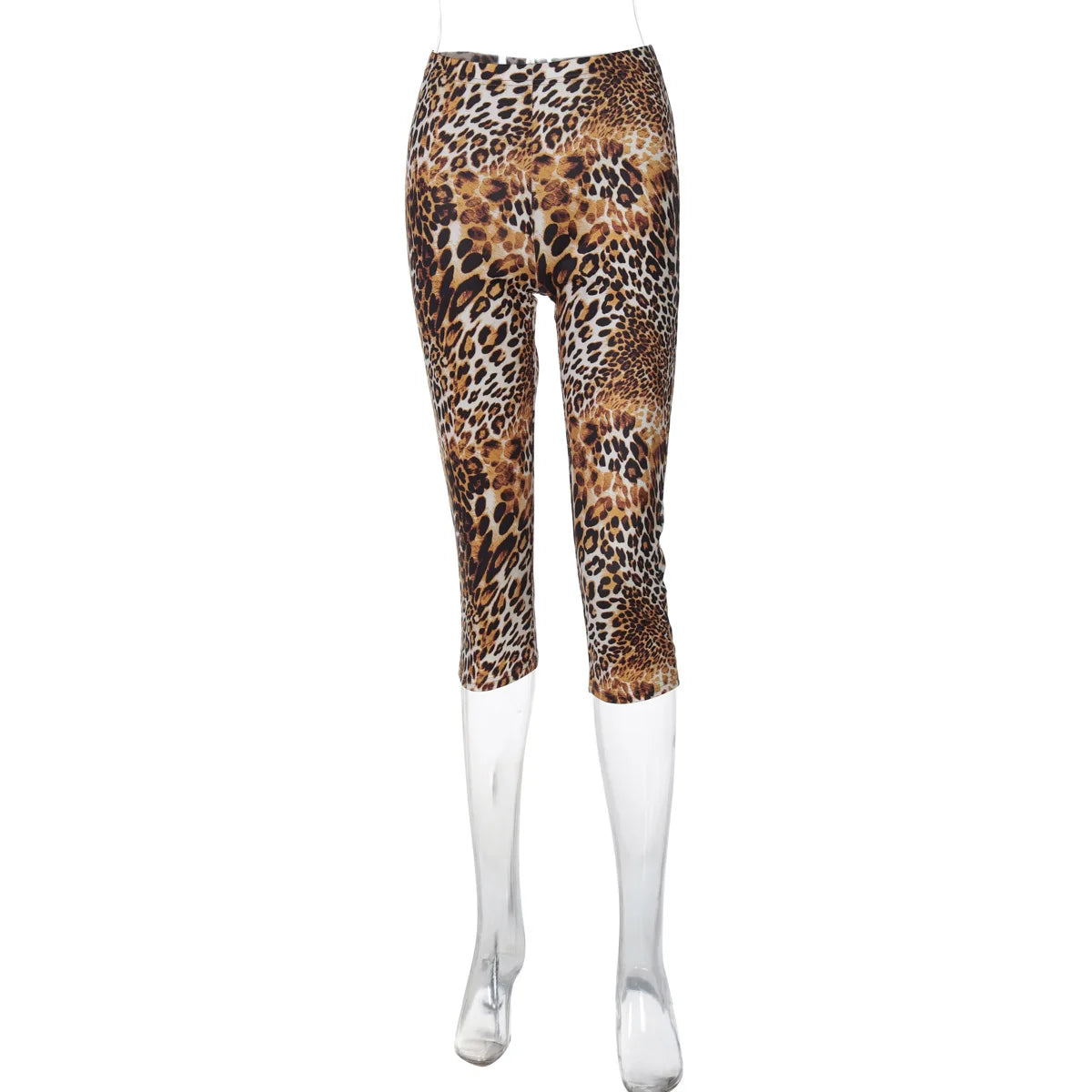Sexy leopard print knee-length leggings for women