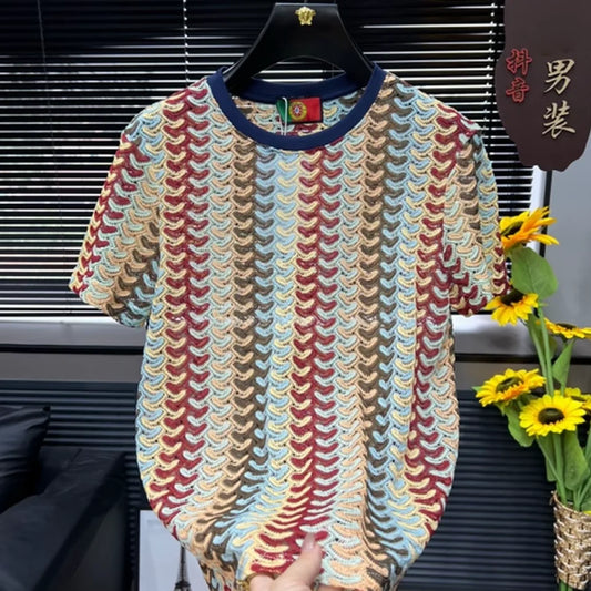 Kint t-Shirt For Men Vintage Loose Short Sleeve Colorful