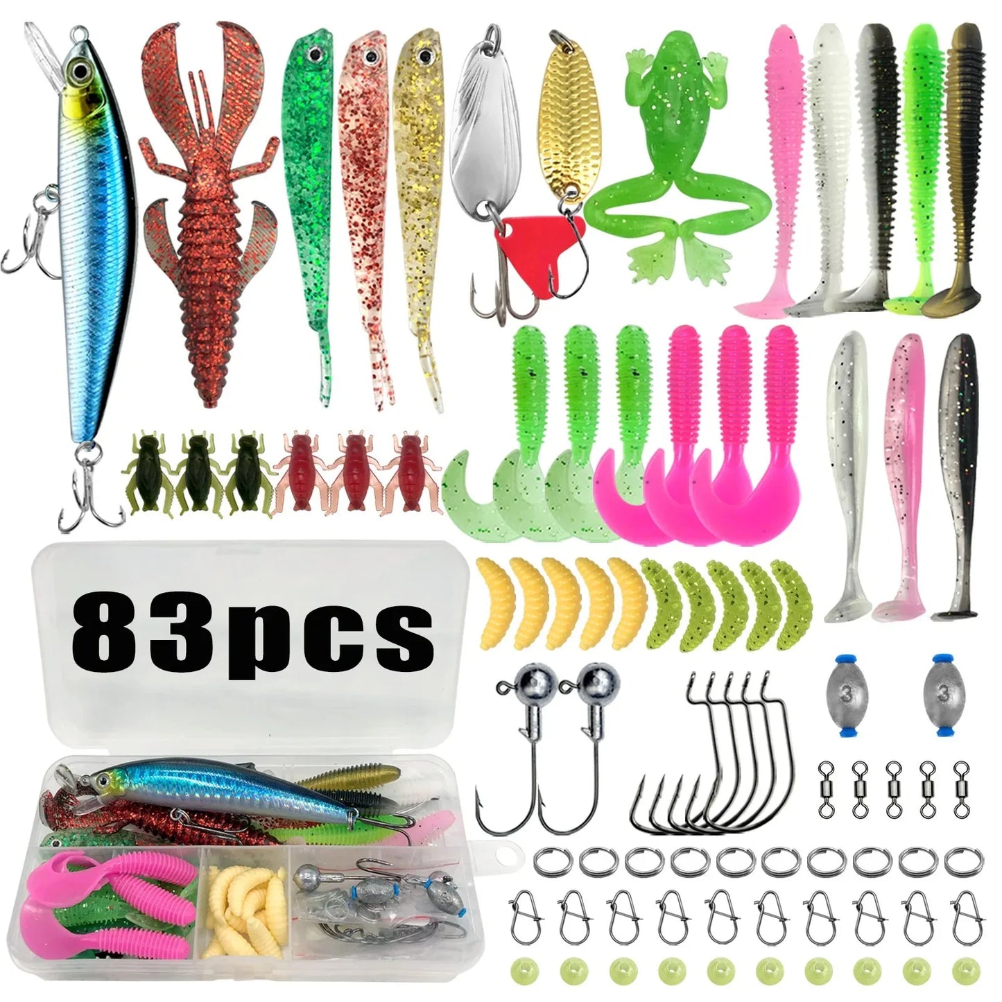 133/83pcs Fishing Lures Kit for Topwater