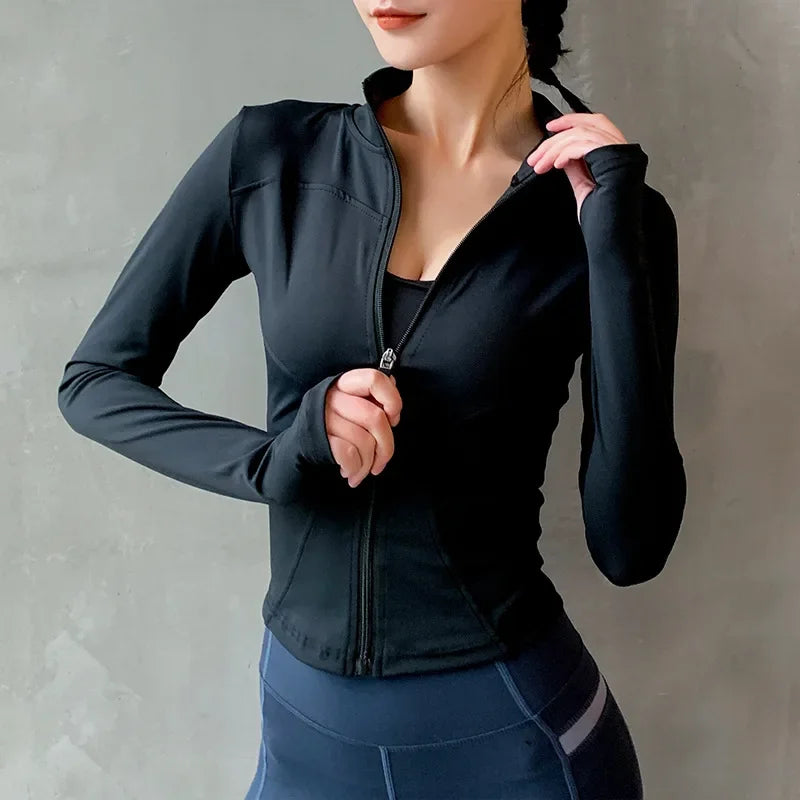 Women Sport Jacket Zipper Yoga Coat Clothes Quick Dry Fitness
