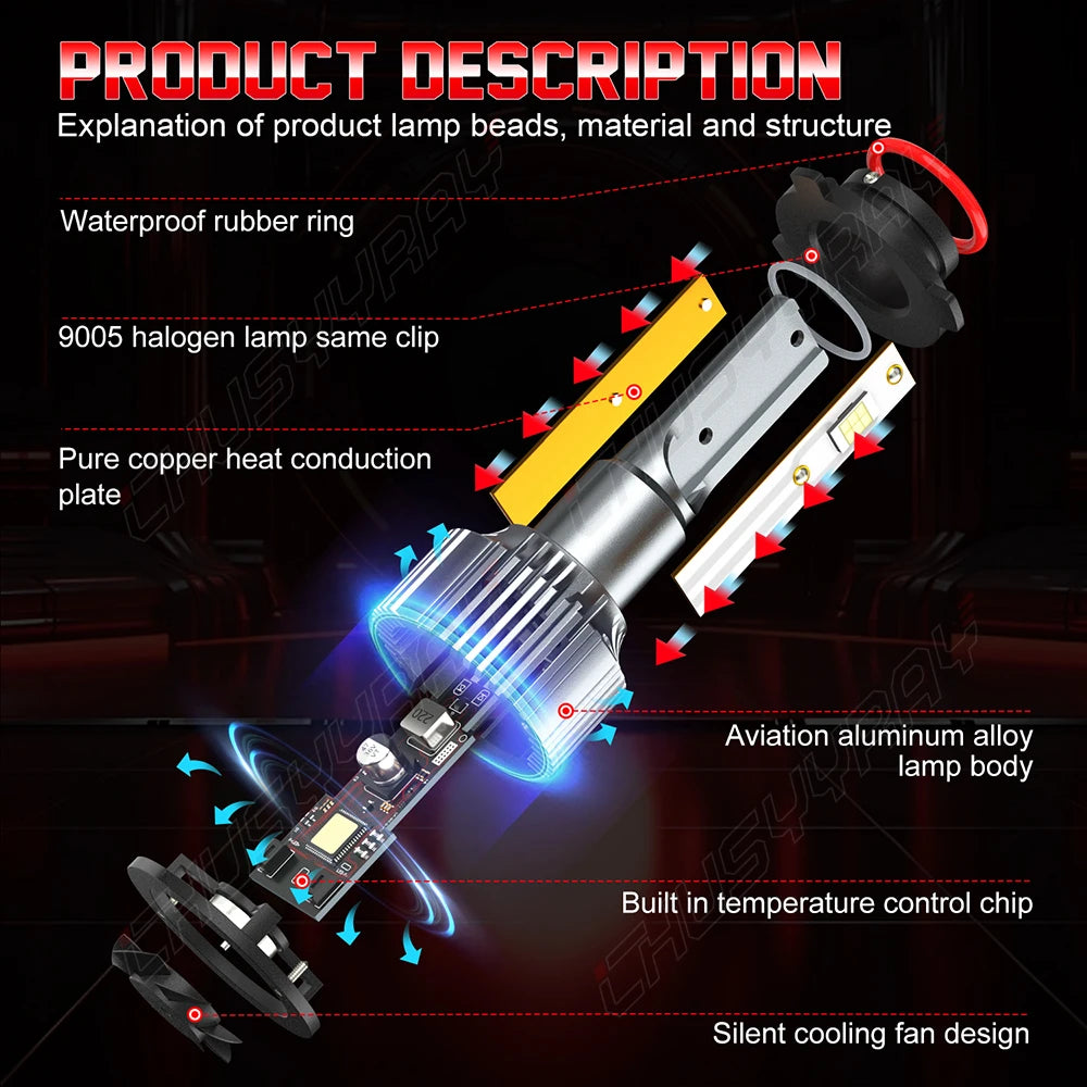 4x Canbus 9005 H11 LED Headlight High Low Beam Bulbs Combo