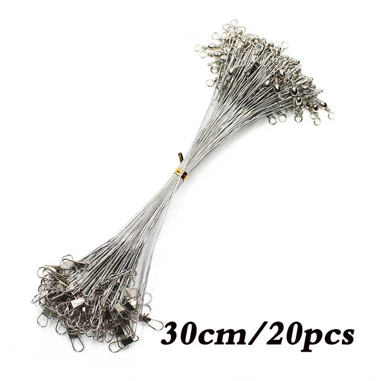 Anti Bite Steel Fishing Line Steel Wire Leader With Swivel Fishing