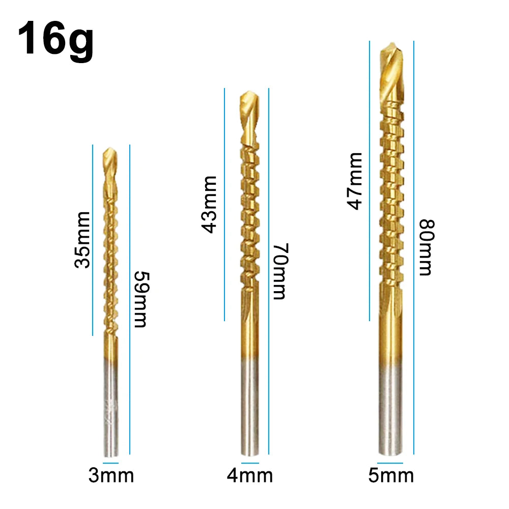 3PC Saw Drill Woodworking Hole Drill Golden Sawtooth