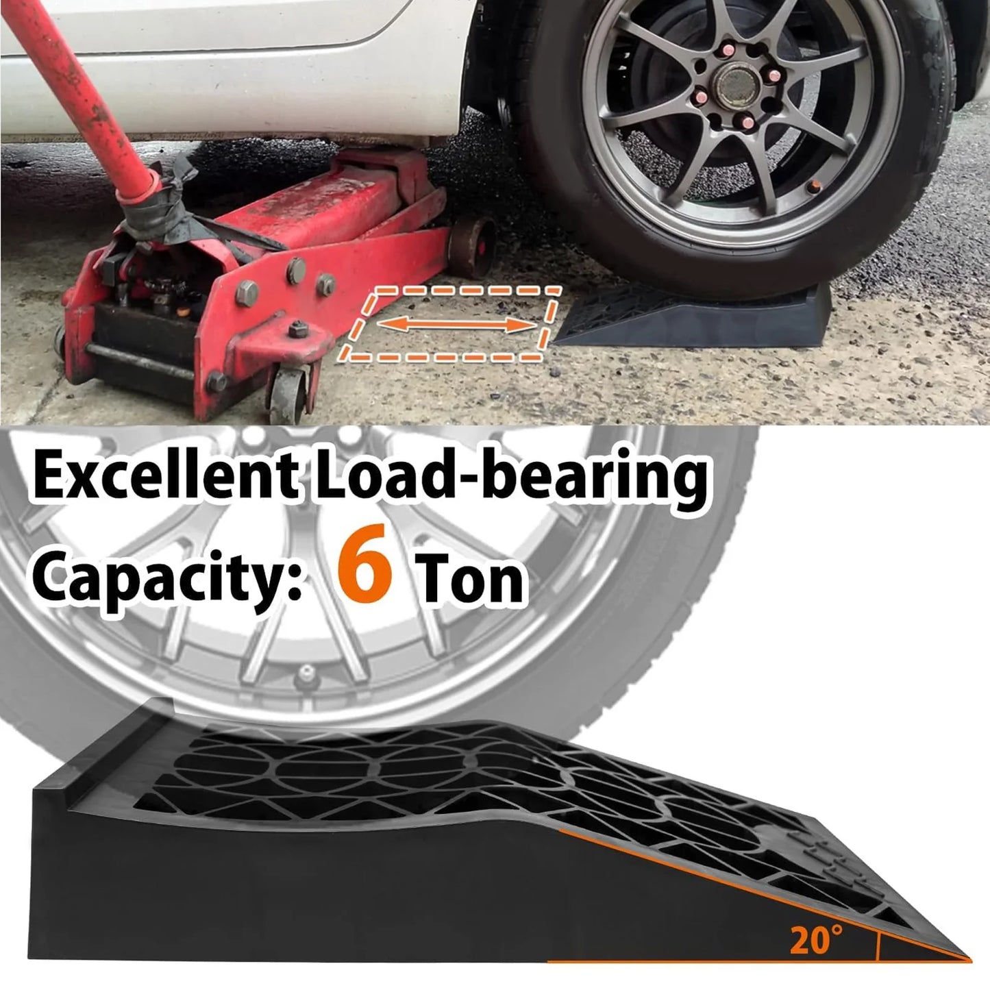 2pcs Car Ramps Low Profile Car Service Ramp 2.44in