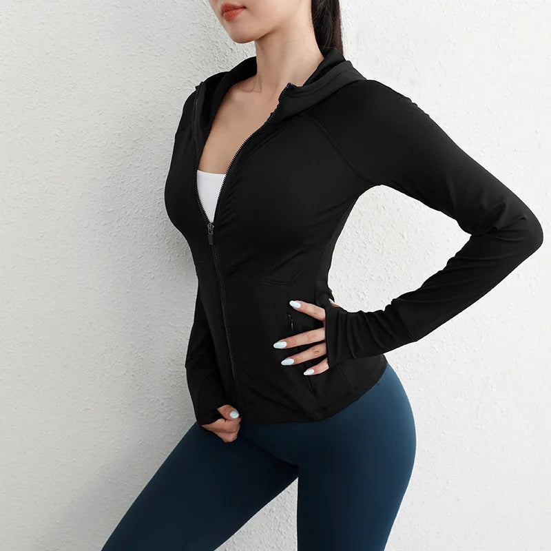 Women Sport Hoodies Long Sleeves Running Jackets