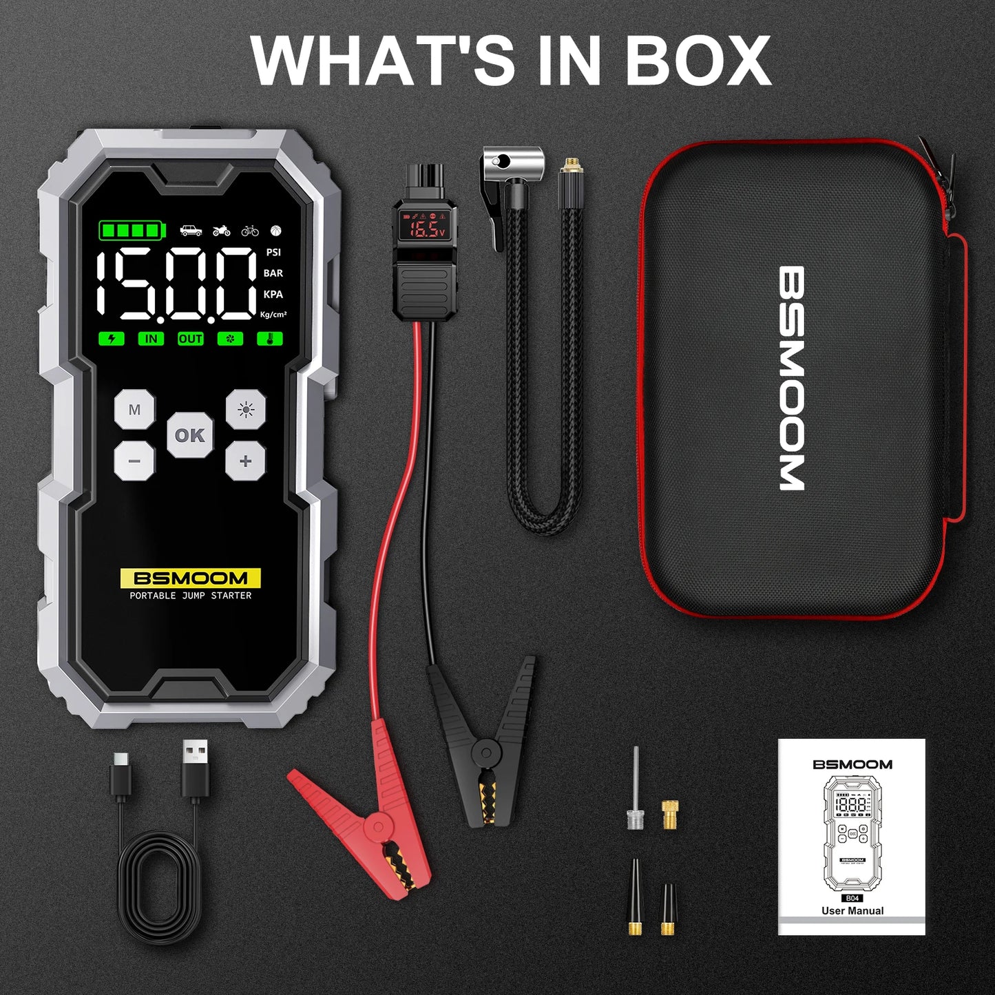 Car Jump Starter With Air Compressor LCD Screen